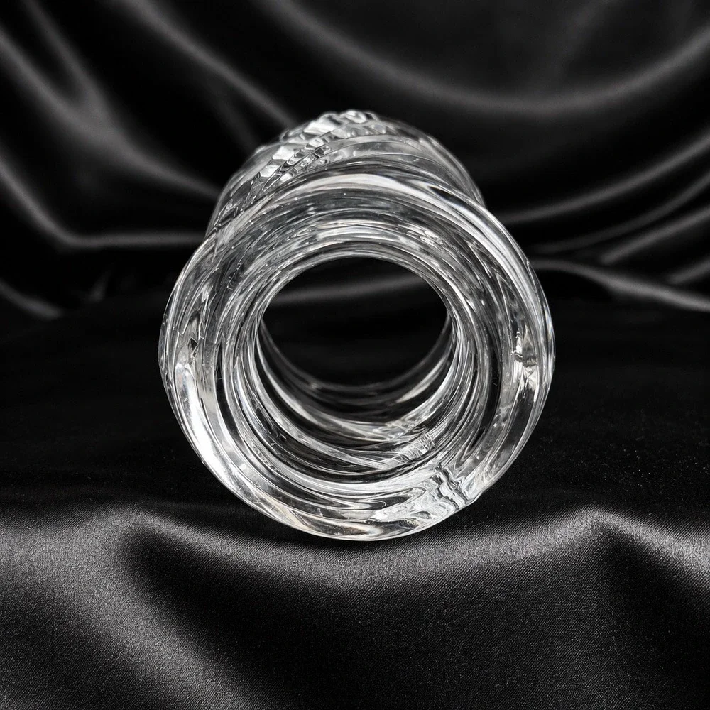 Mikasa Wyndham Art Deco Crystal Vase 9 Inch Clear Heart Shaped Rim Swirl Pattern